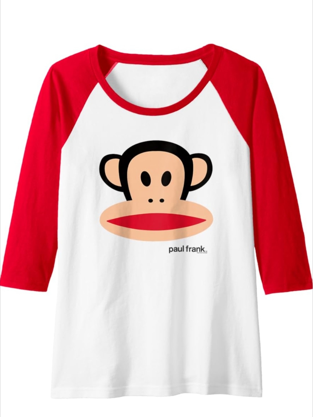 Paul Frank Womens 3/4 Sleeve Julius The Monkey Baseball Tee